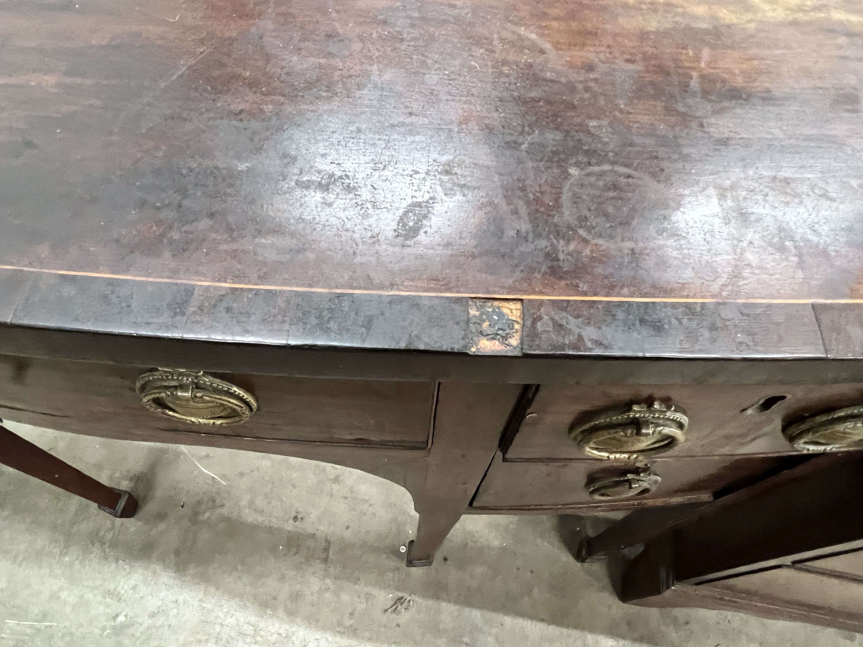 A George III mahogany bowfront sideboard, length 126cm, depth 61cm, height 92cm